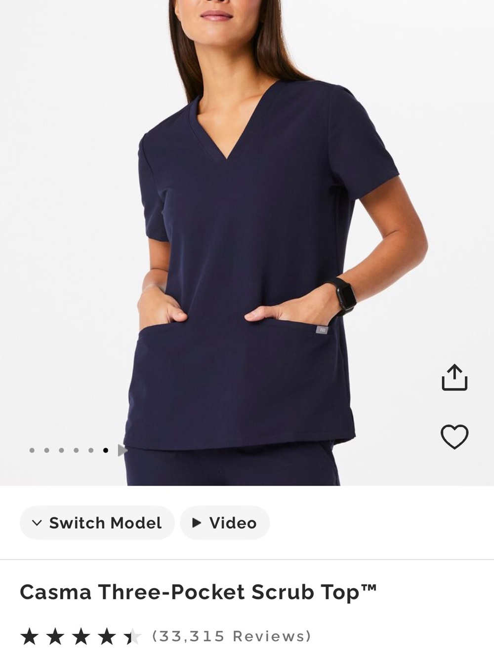 Figs Casma Scrub Top in Navy